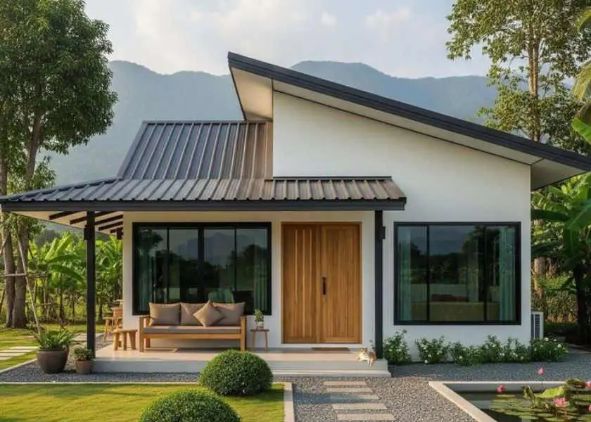 Tempat Duduk Leluasa di Teras Rumah Sederhana tapi mewah di desa